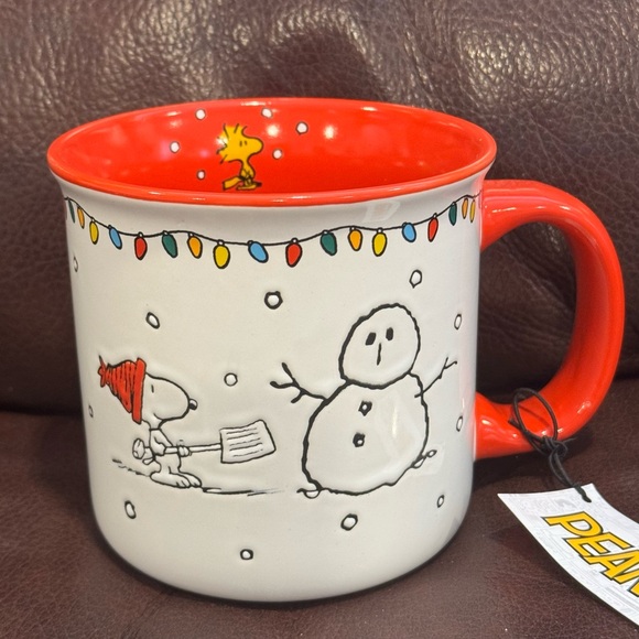 Peanuts Snoopy with Snowman 21oz Ceramic Christmas Mug - Picture 1 of 8